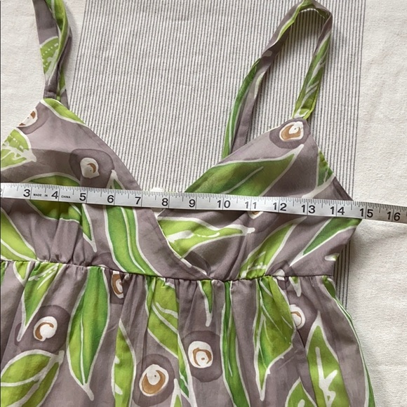 VINCE Size 4 Green Leaf Print Gray Sundress - Picture 14 of 16